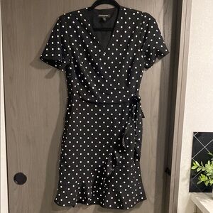 Banana Republic Black and White Ruffled Wrap Mini Dress